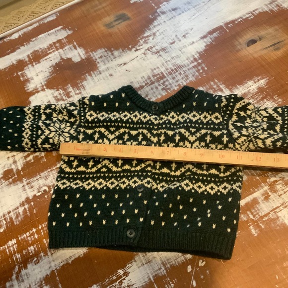 Lands End Emerald Green Baby Cardigan Fair Isle 12 Months - Picture 10 of 10